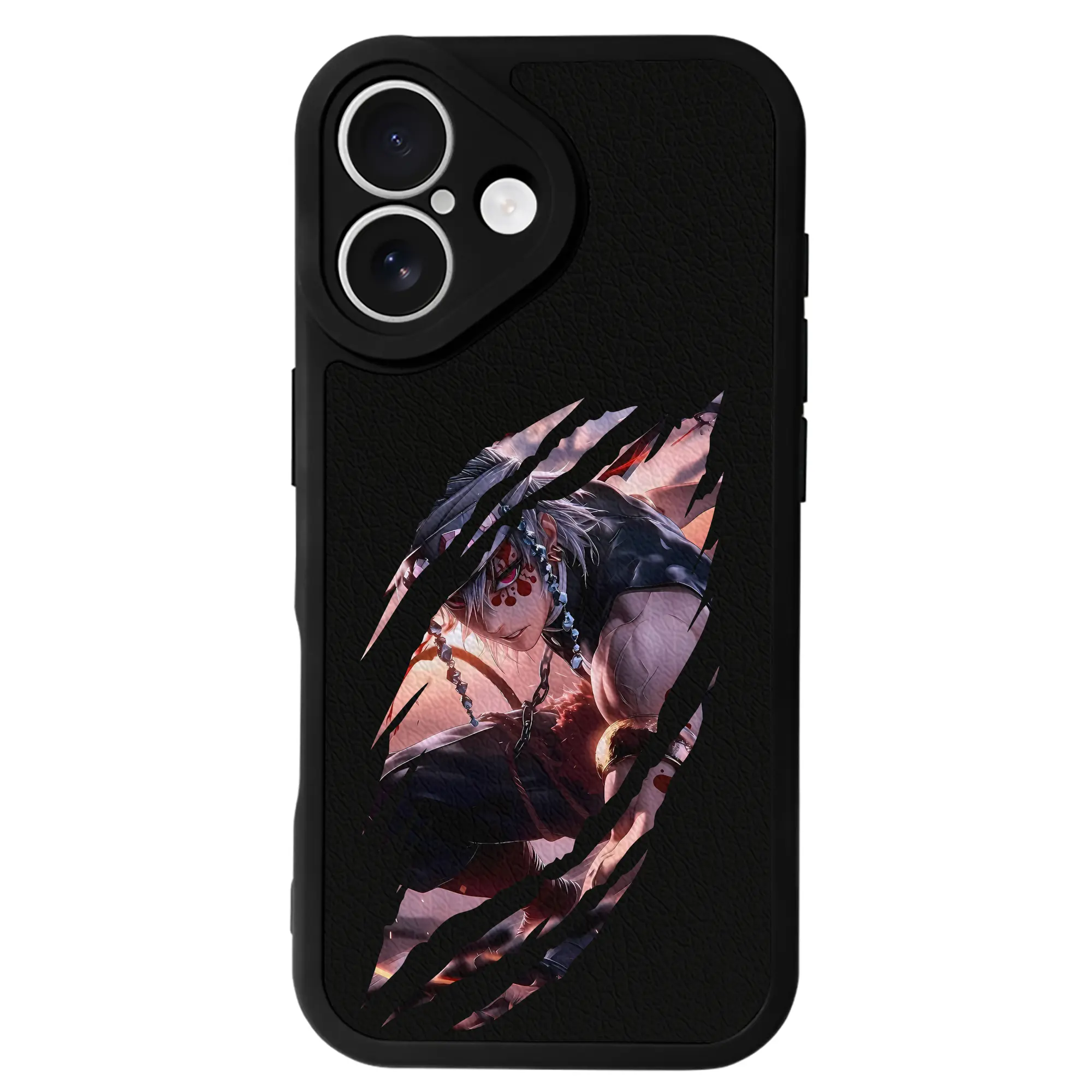 鬼滅の刃 グッズ,宇髄 天元 - IPhone 16シリーズ対応 ・ シリコンスマホケース ・ レザー調 ・ 高精度フィット ・ 耐衝撃 ・ ワイヤレス充電対応 ・ 精密カット